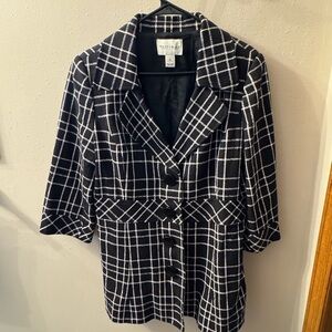 White House Black Market Black and White Plaid Blazer